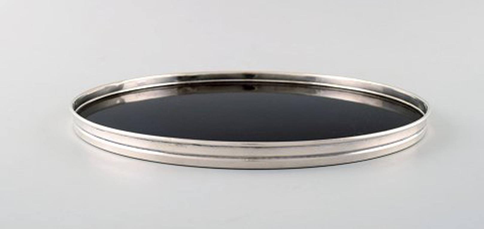 Modern Fisher Silversmiths (Co.) Serving Tray in Sterling Silver and Ebonite For Sale