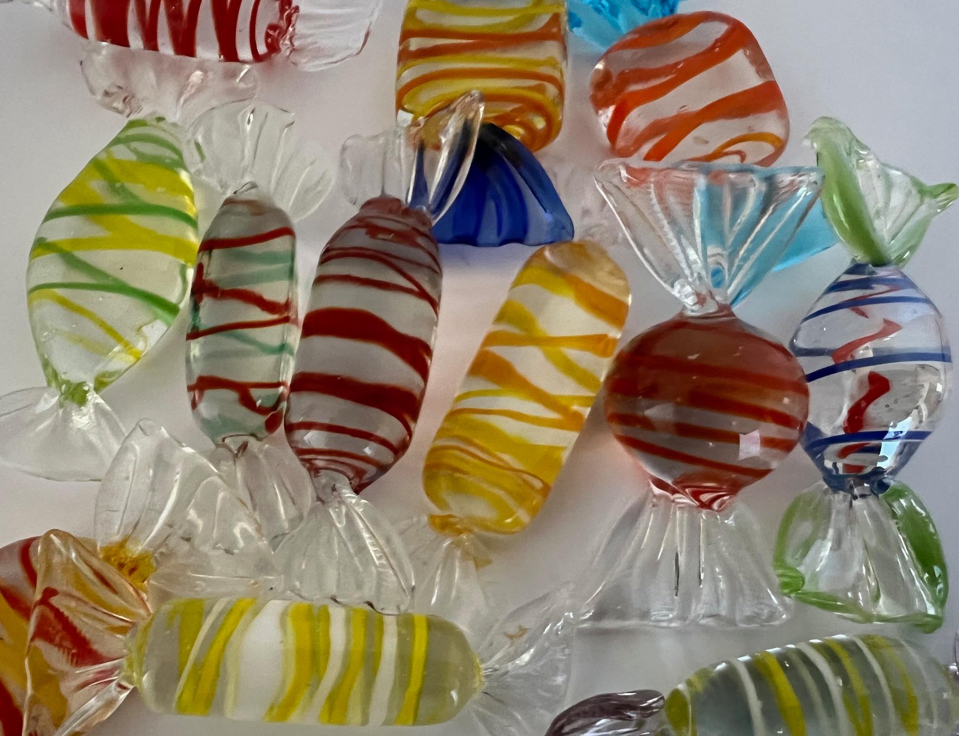 Fisher Sterling Silver Candy Dish and Twelve Blown Glass Candies For Sale 1