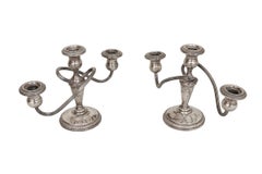 Fisher Sterling Silver Empire Style Candelabras - a Pair