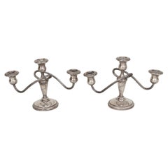 Fisher Sterling Silver Empire Style Candelabras - a Pair