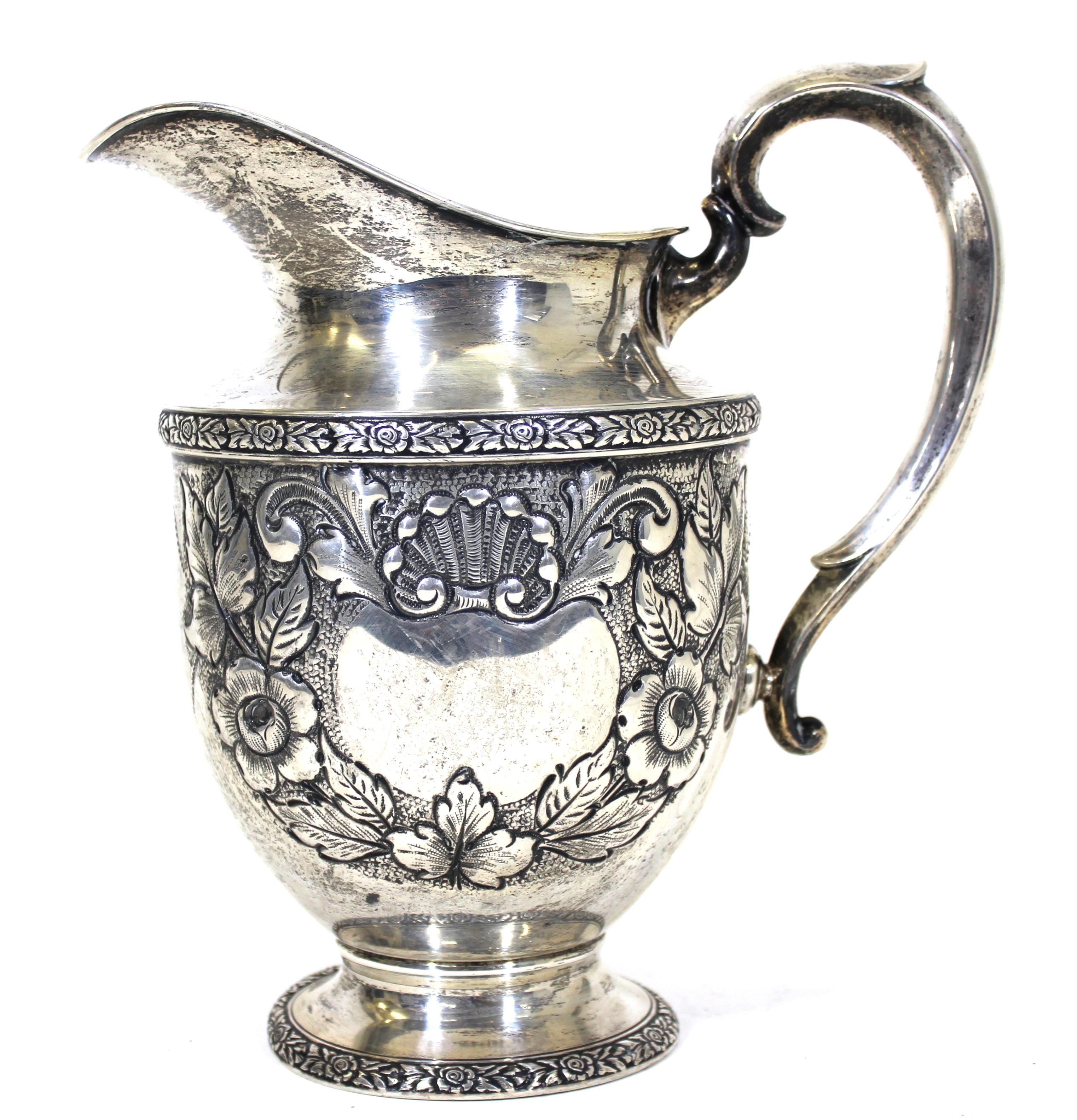 Georgian Fisher Sterling Silver 'Rose Bouquet' Pitcher