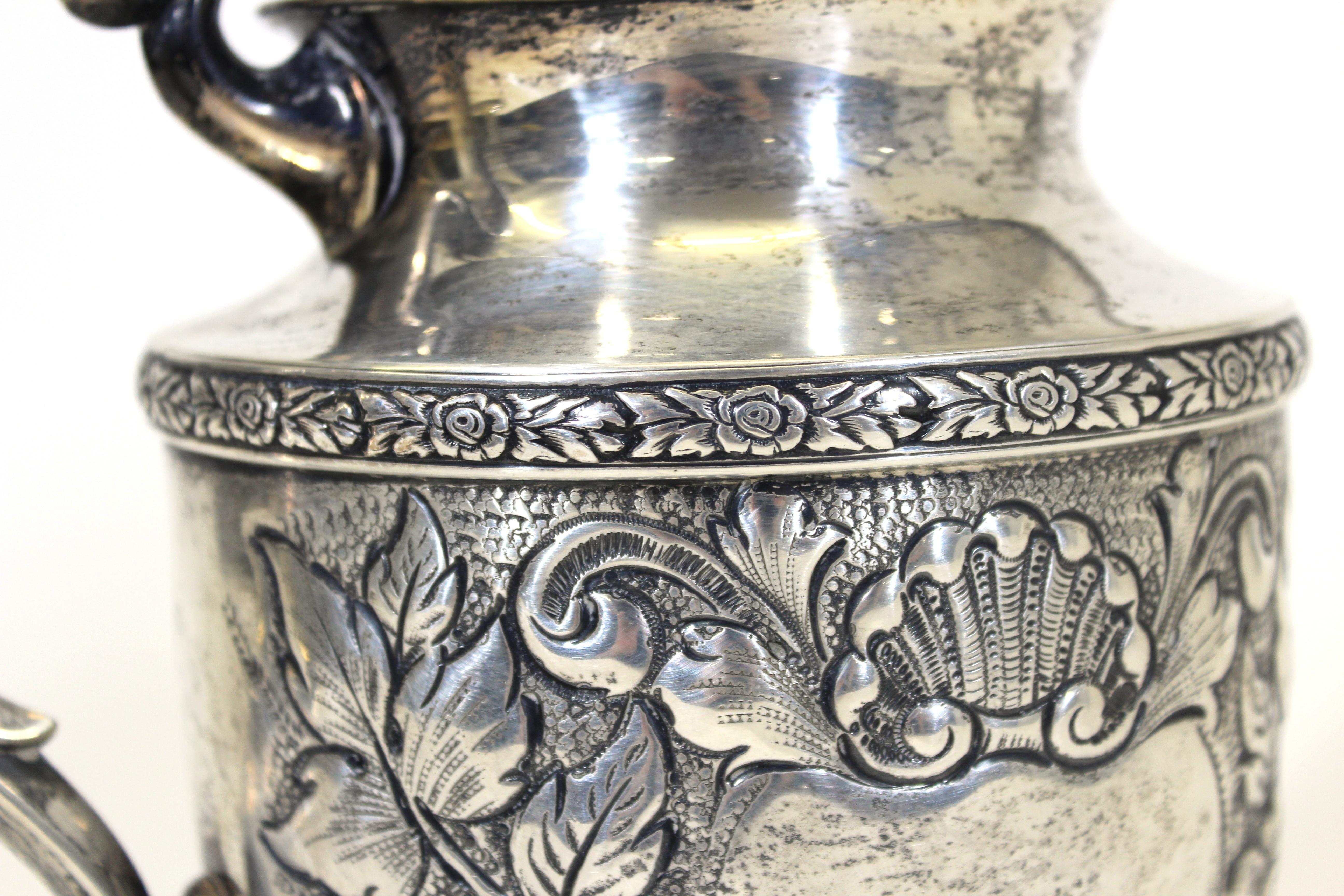 Fisher Sterling Silver 'Rose Bouquet' Pitcher In Good Condition In Astoria, NY