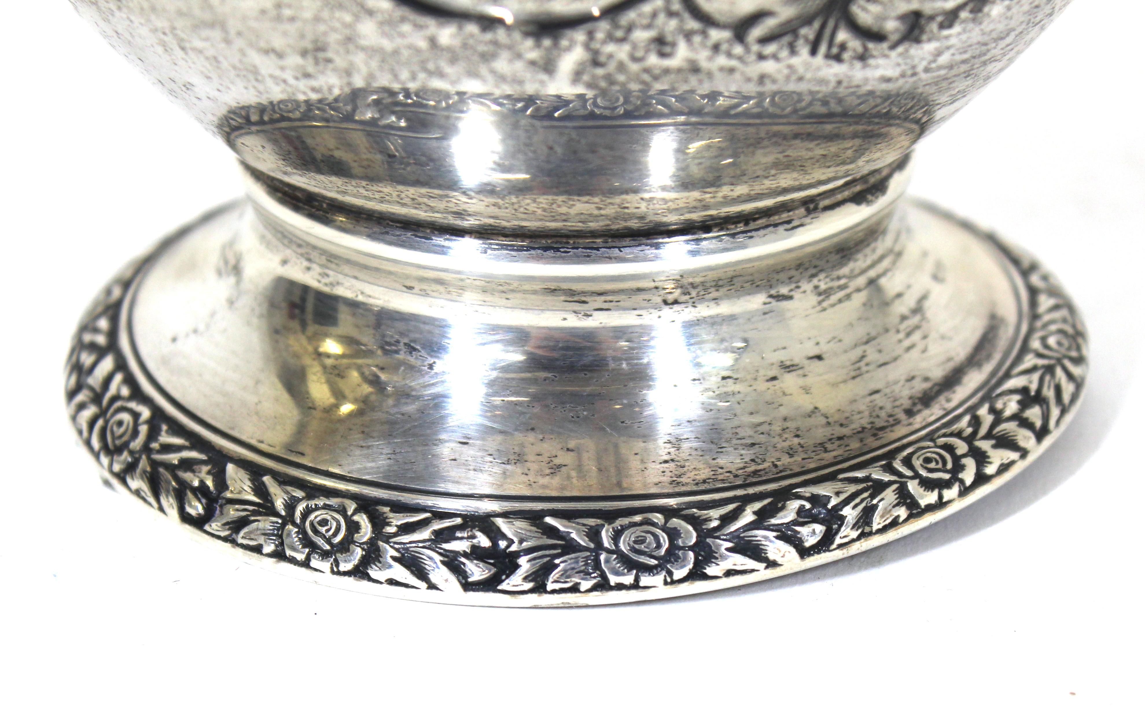 20th Century Fisher Sterling Silver 'Rose Bouquet' Pitcher