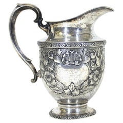 Antique Fisher Sterling Silver 'Rose Bouquet' Pitcher