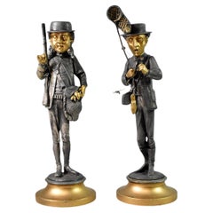 Fisherman and Hunter Candlestick Holders