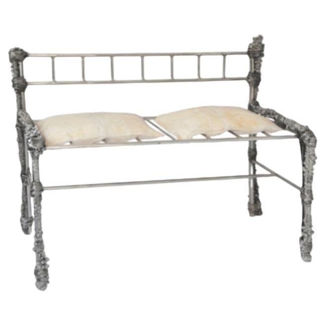 Fisherman Bench in Upcycled Steel & Copper with Nickel & Chrome by Panorammma For Sale