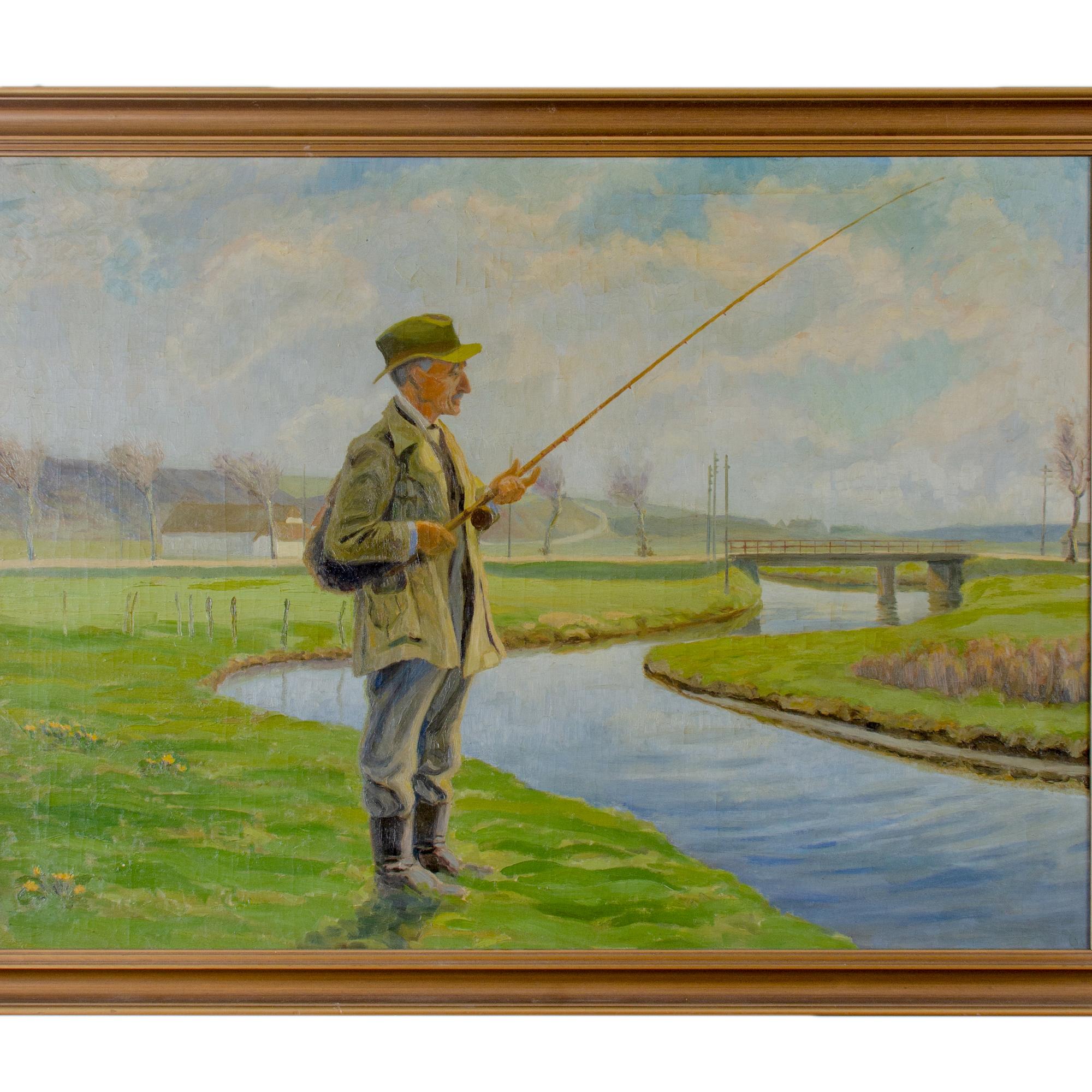 Scandinavian Fisherman Oil on Canvas For Sale