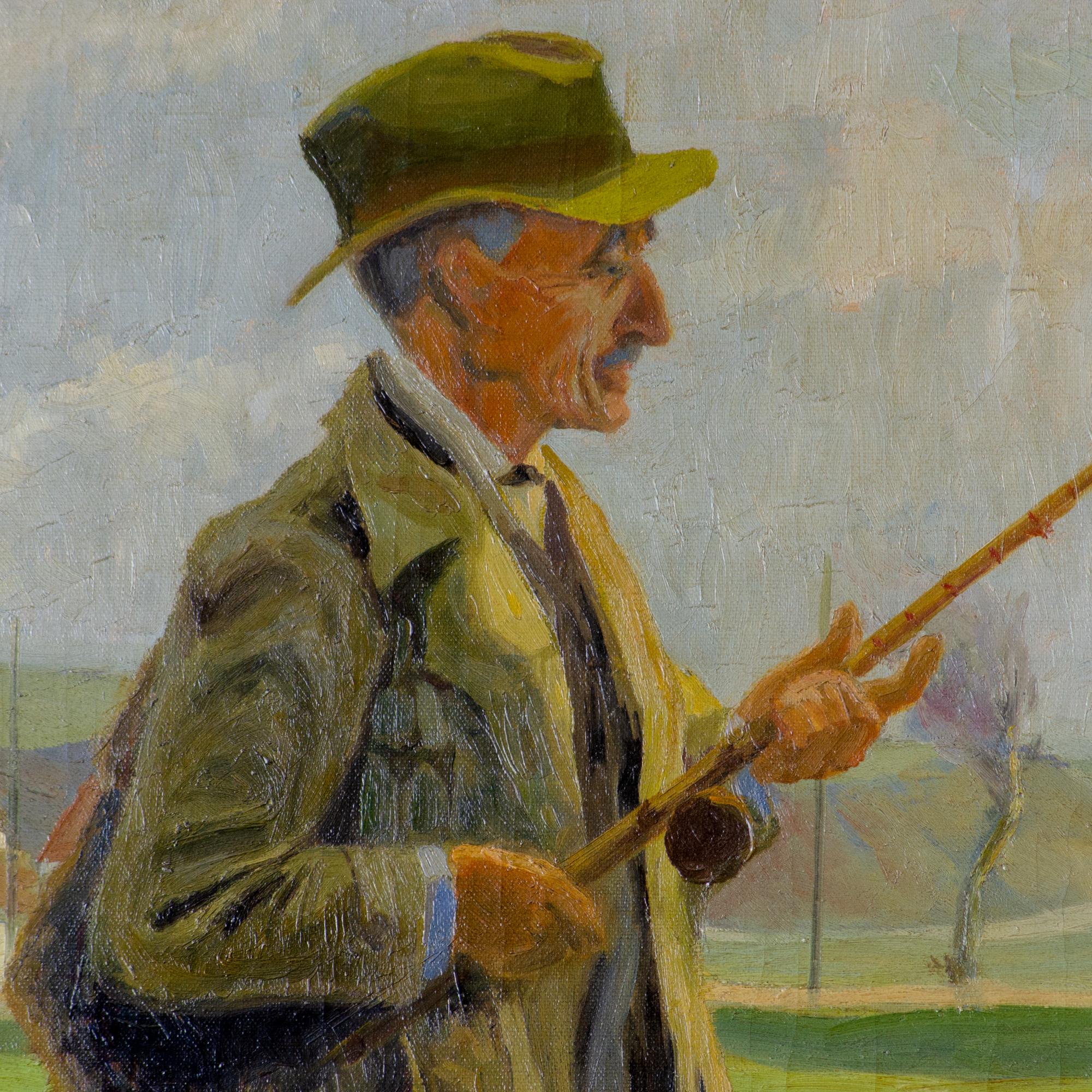 20th Century Fisherman Oil on Canvas For Sale