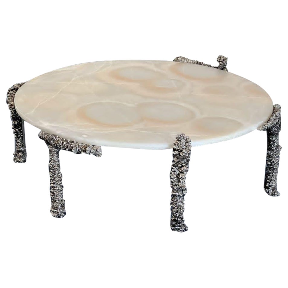 Fisherman White Onyx Table by Panorammma For Sale