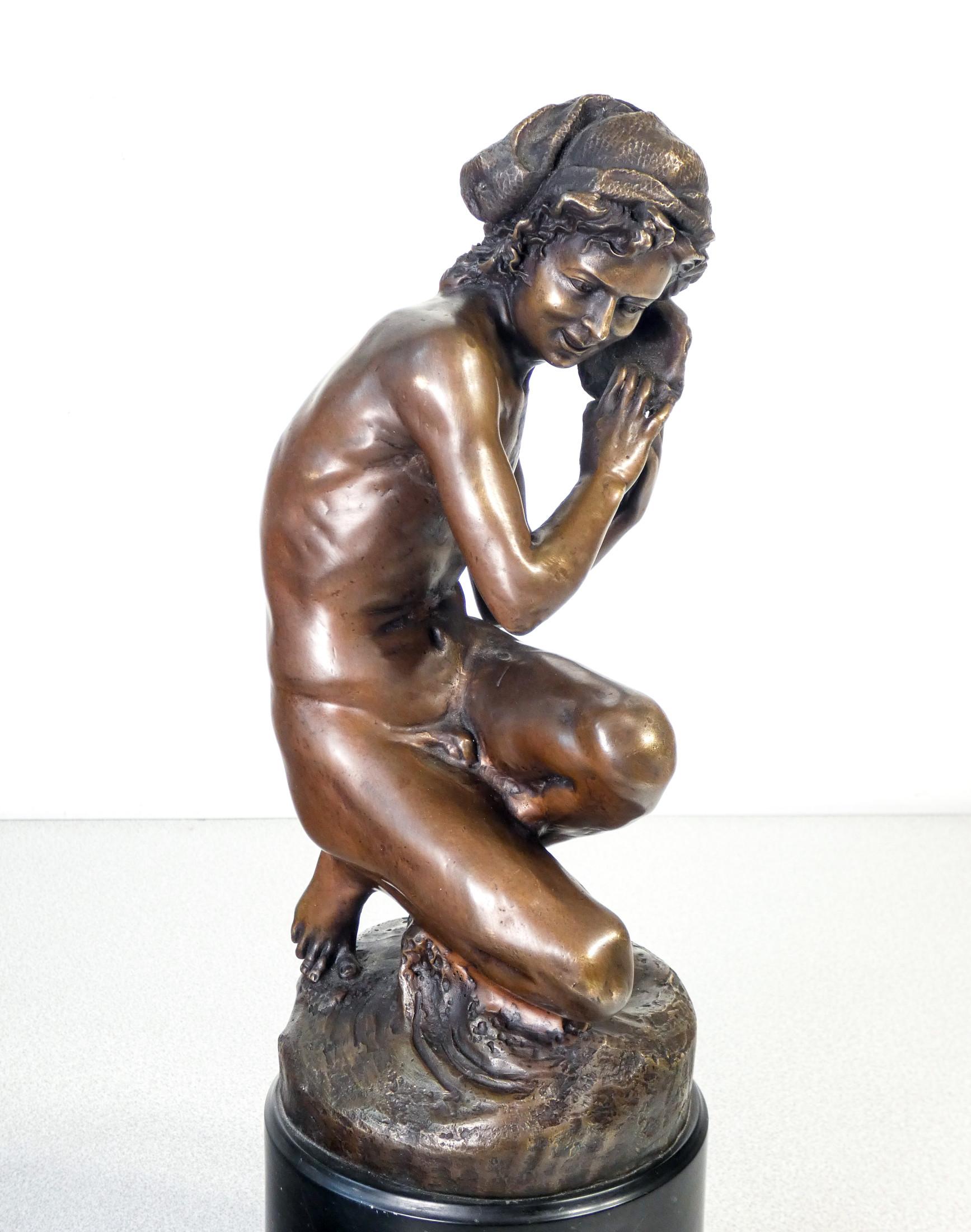French Fisherman with Shell, Copy of the Original by J.B. Carpeaux, France, Early 20thC For Sale