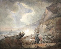 Fishermen' A.I.C. Fine Mezzotint After George Morland (1763-1804)
