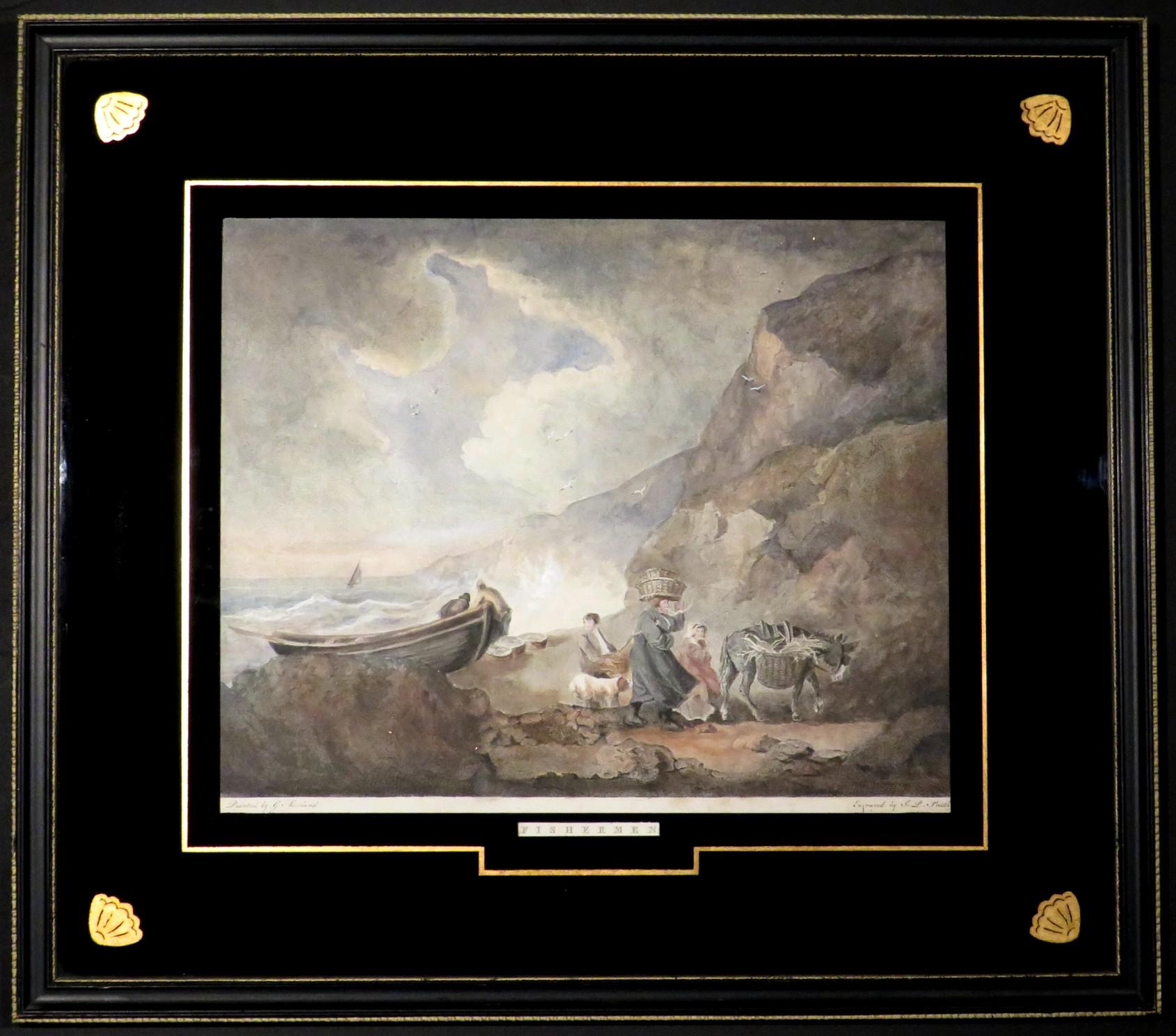 Georgian ‘Fishermen’ A Fine 18th C. Mezzotint After George Morland (1763-1804)  For Sale