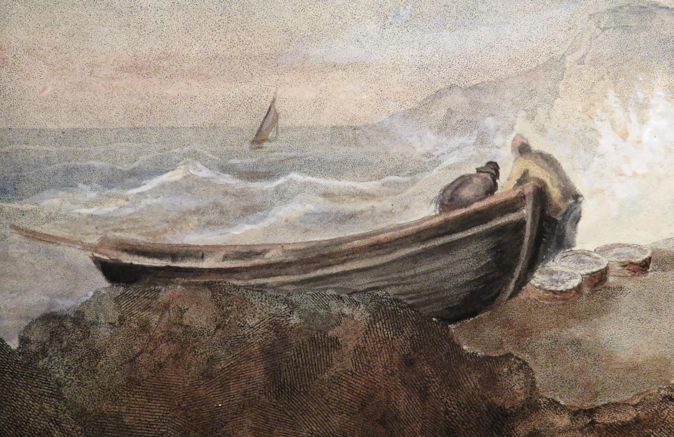 Gravé Fishermen' A.I.C. Fine Mezzotint After George Morland (1763-1804)  en vente