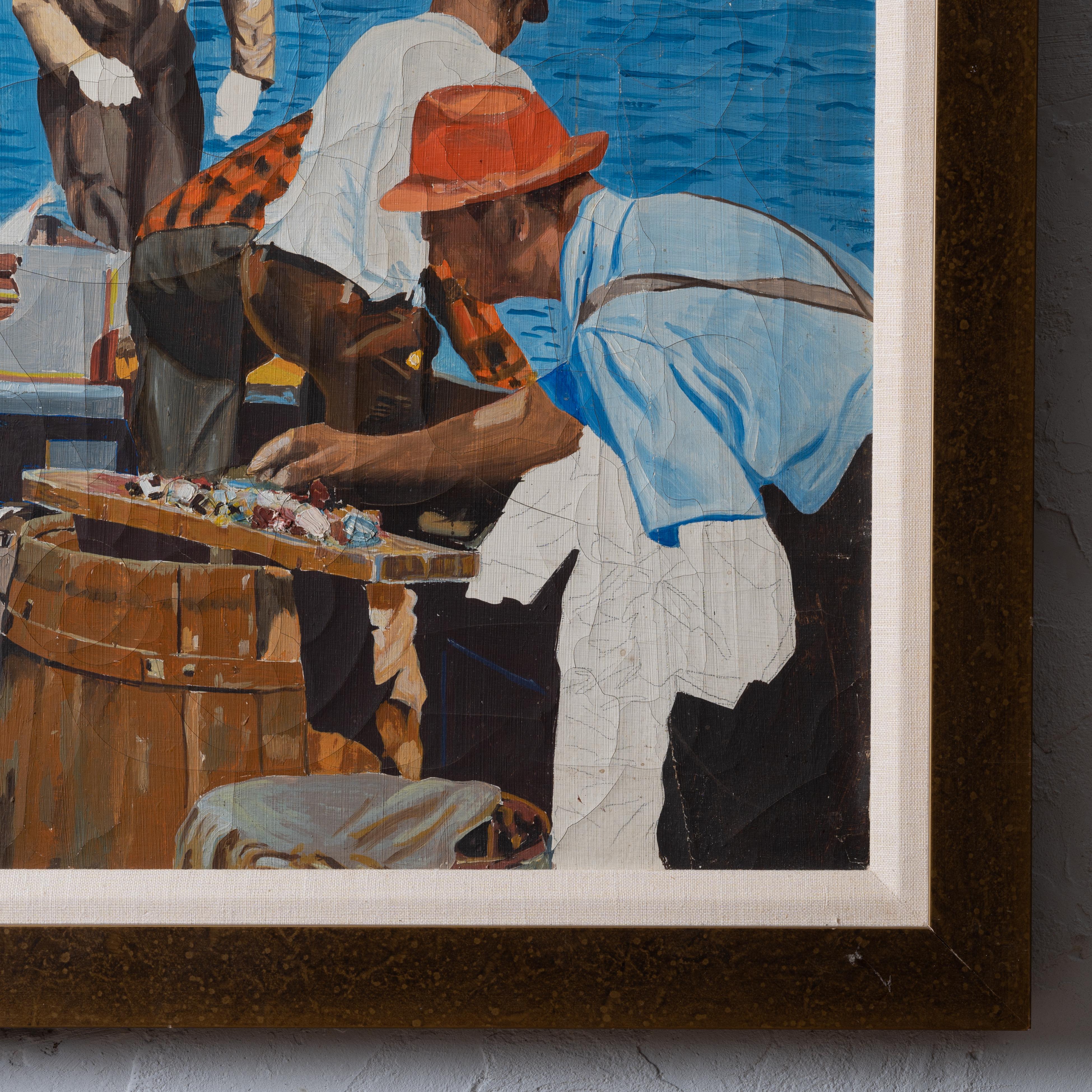 Fishermen Painting, 1940s For Sale 2
