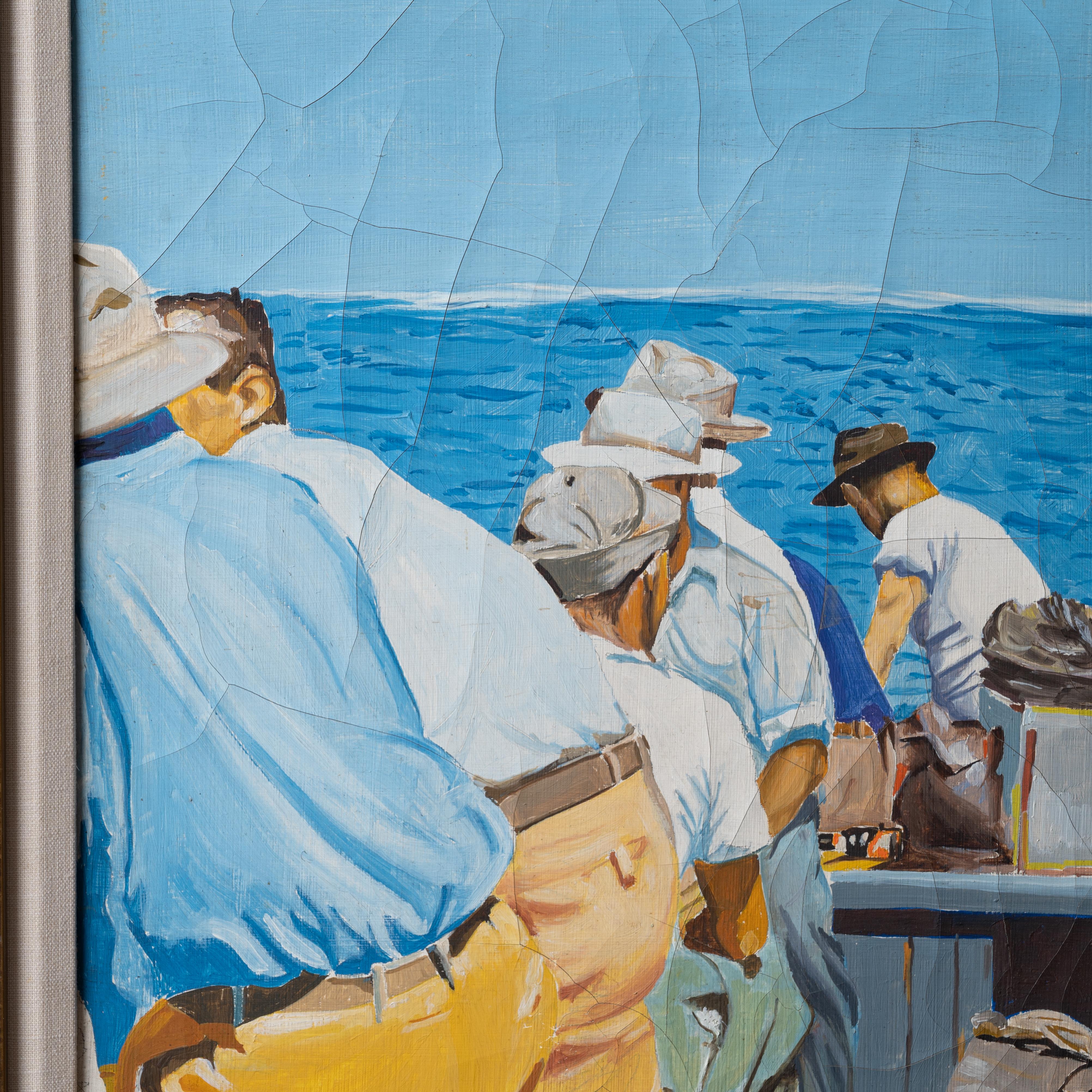 Fishermen Painting, 1940s For Sale 3