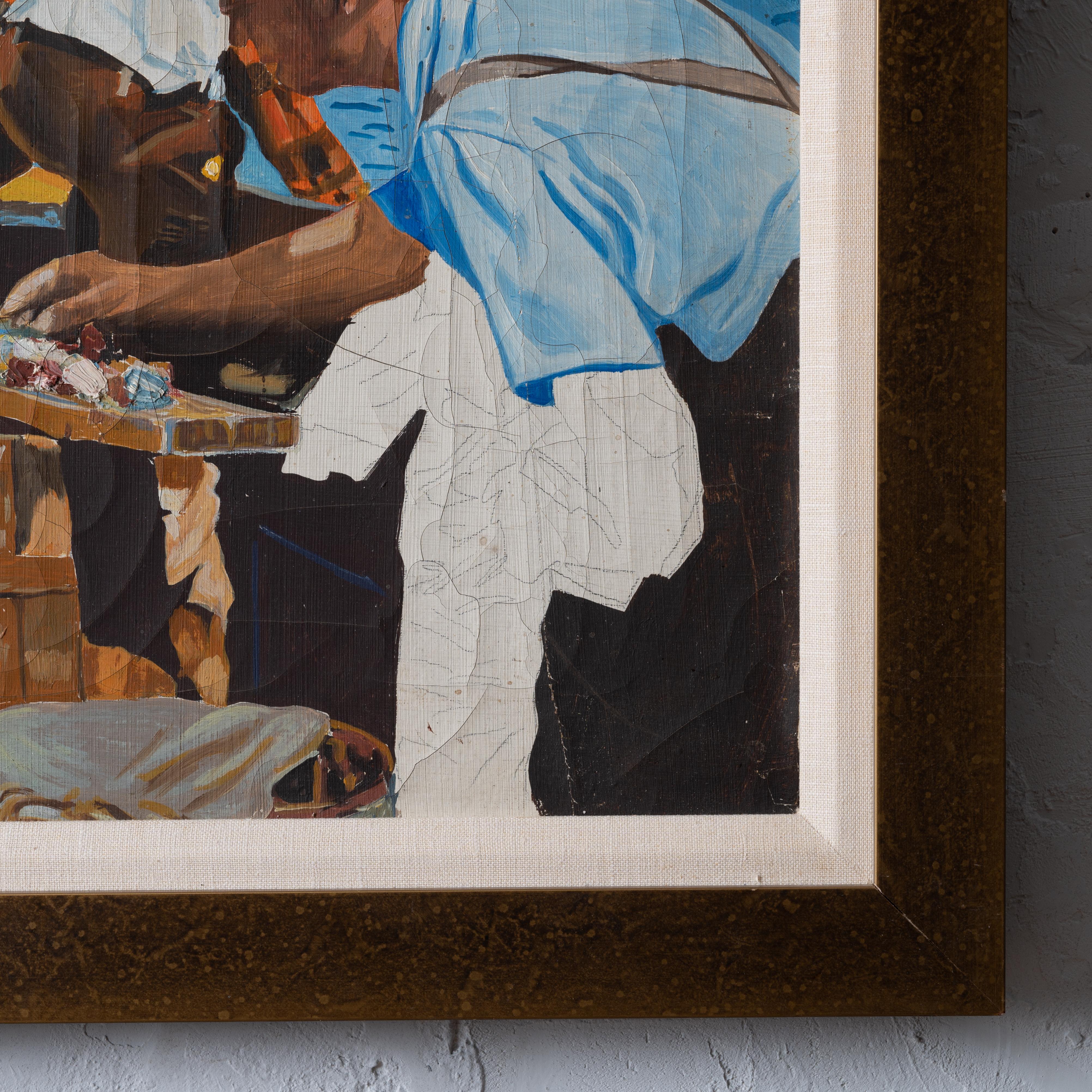 Fishermen Painting, 1940s For Sale 4