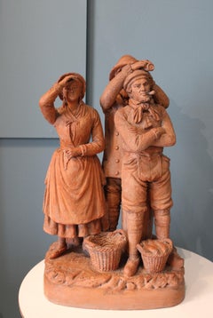 "Fishermen" Terracotta subject, Eugene BLOT '1830-1899', France