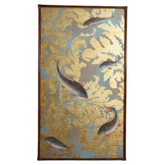 Fishes and foliage print on canvas, 1970s.