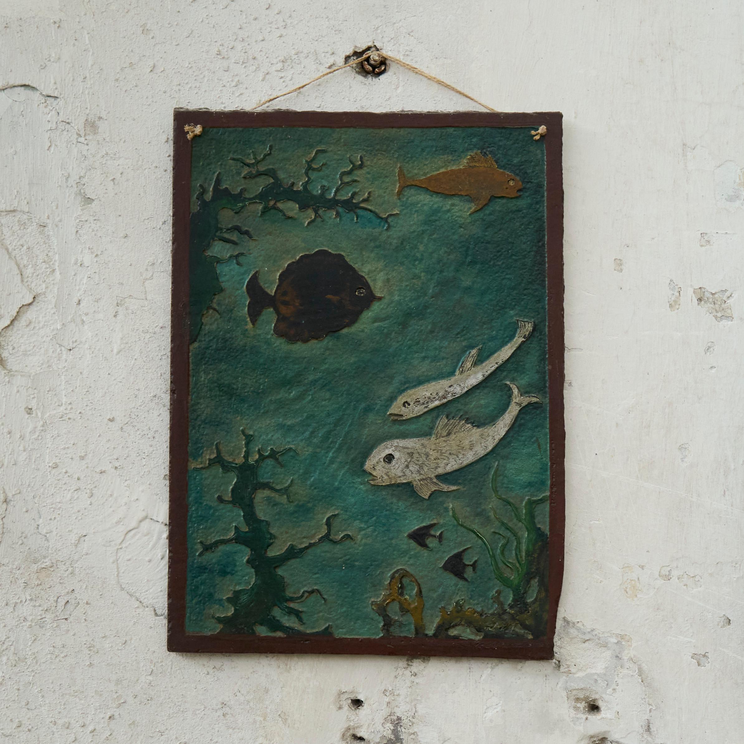 Panneau mural décoratif Poissons par Eternit Début du 20e siècle

Un panneau mural / plaque très décoratif et magnifique d'Eternit. Du début au milieu du XXe siècle.

Montre une belle scène sous-marine avec des poissons, des plantes et de très