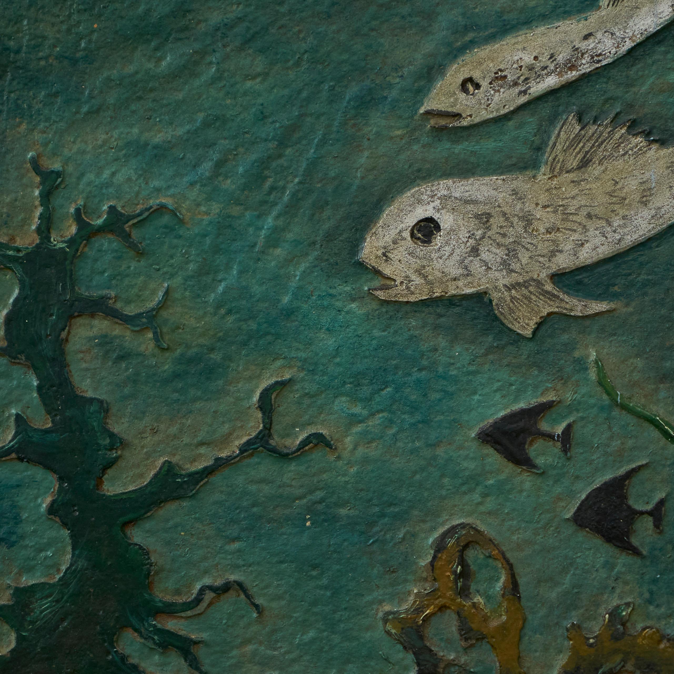 Art déco Panneau mural décoratif Poissons par Eternit Début du 20e siècle en vente