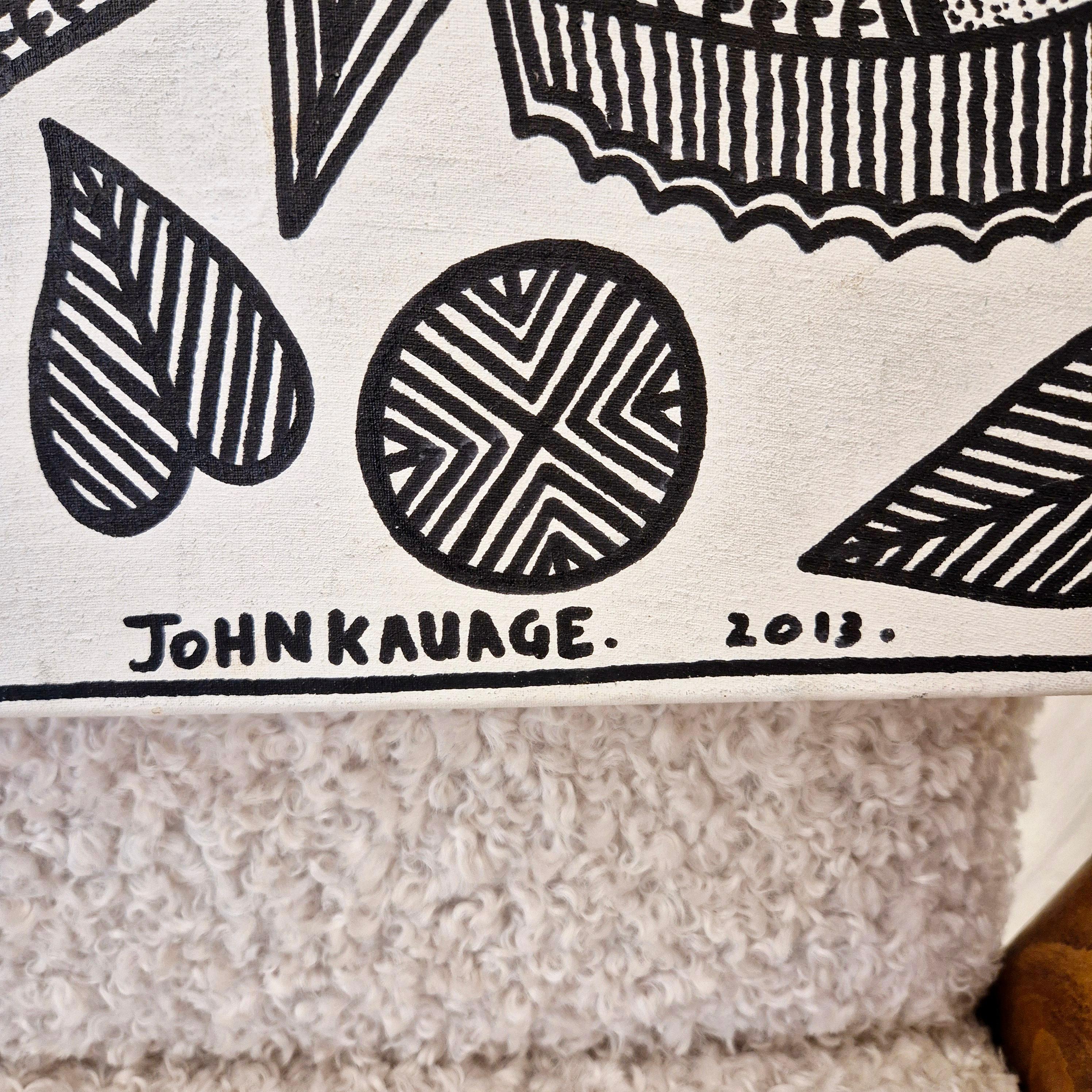 Fishes, John KAUAGE, Acrylic on canvas, Papua New Guinea, 2013 For Sale 2