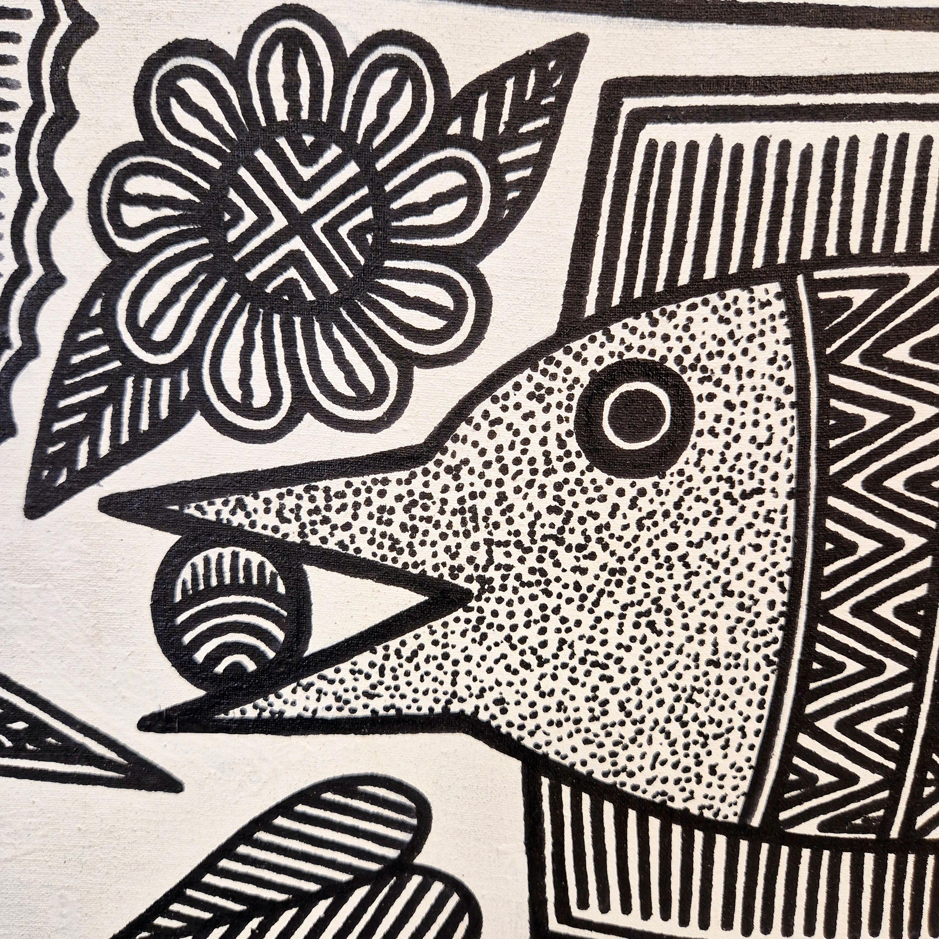 Fishes, John KAUAGE, Acrylic on canvas, Papua New Guinea, 2013 For Sale 3