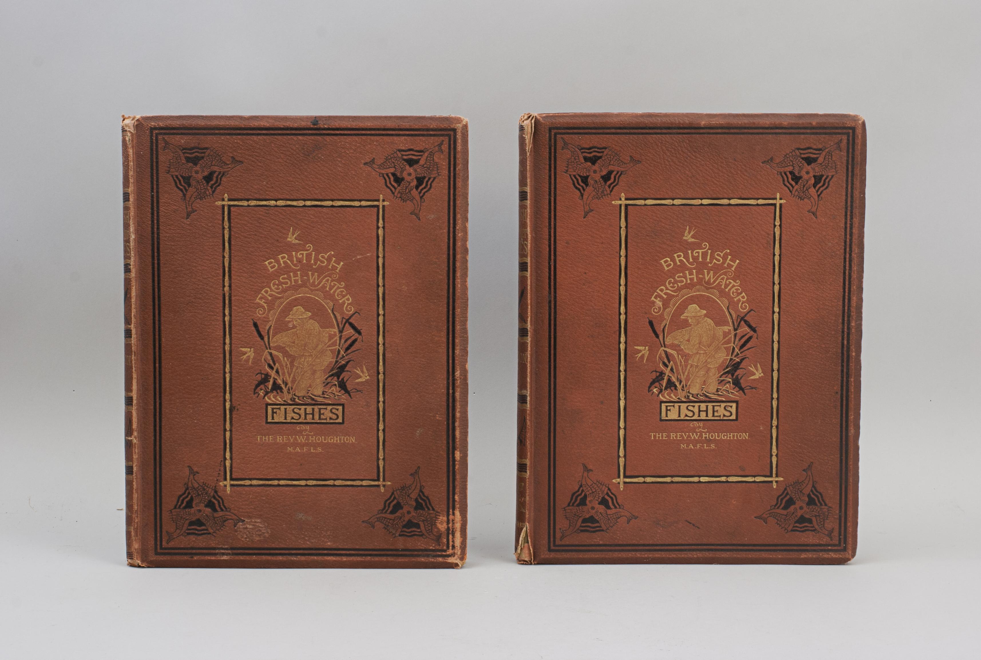 Two Book Volumes Of 'British Freshwater Fishes' By The Rev. W. Houghton.
First edition (1879) fishing book, bevelled edge hard bound copies of 'British Freshwater Fishes' by The Rev. W. Houghton. M.A., F.L.S. The two volumes are covered in pebbled