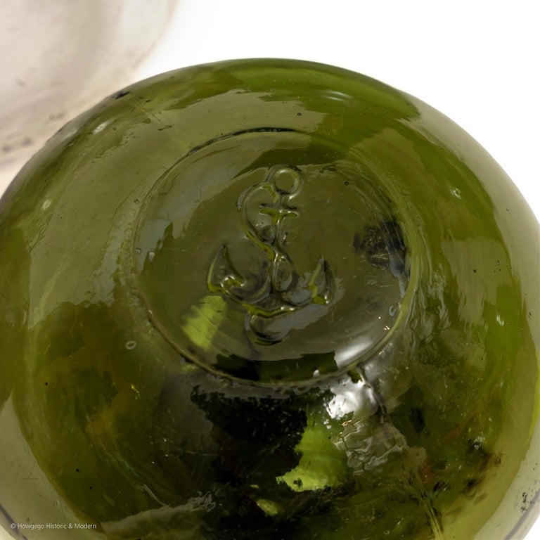 fishing float buoy green black clear glass sea nautical For Sale at 1stDibs