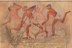 "Pesca nella palude", acquerello incorniciato, Luicenne Epron, 1876-1947, Francia