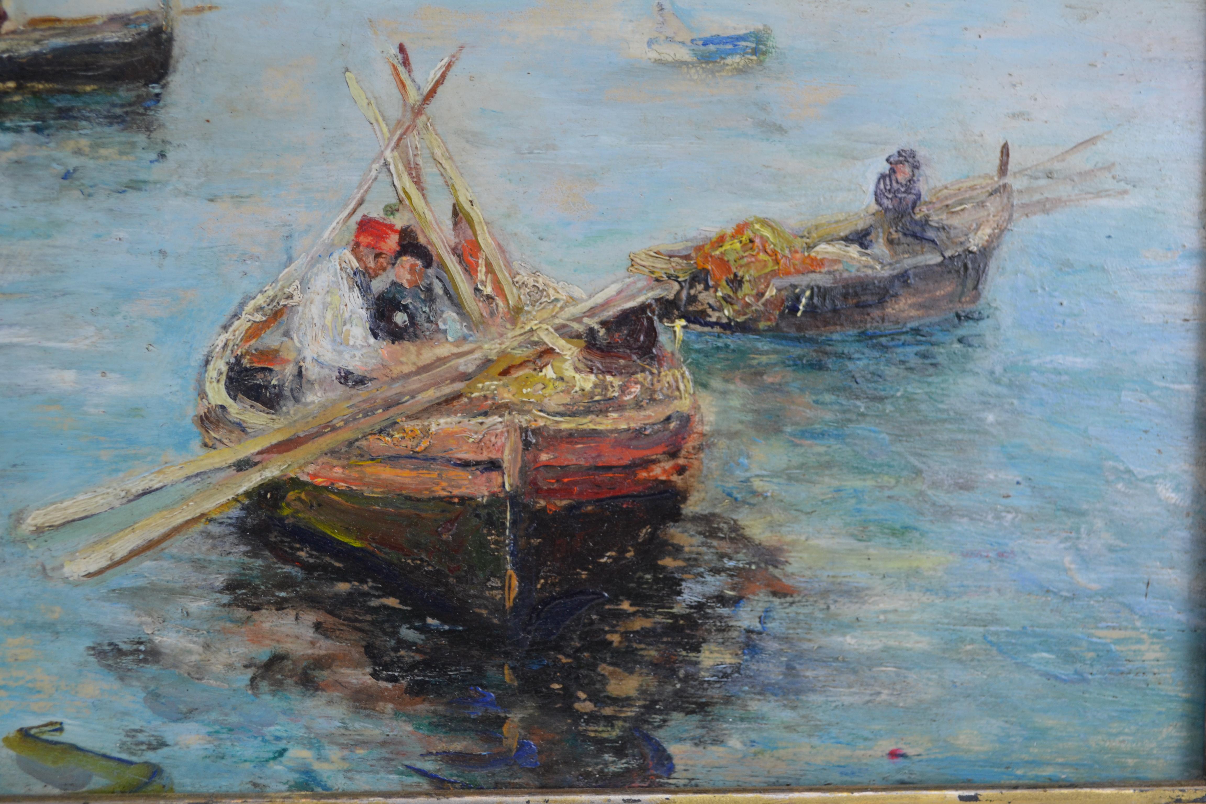 italien Fishing au large de Naples par l'artiste paysagiste Attilio Pratella