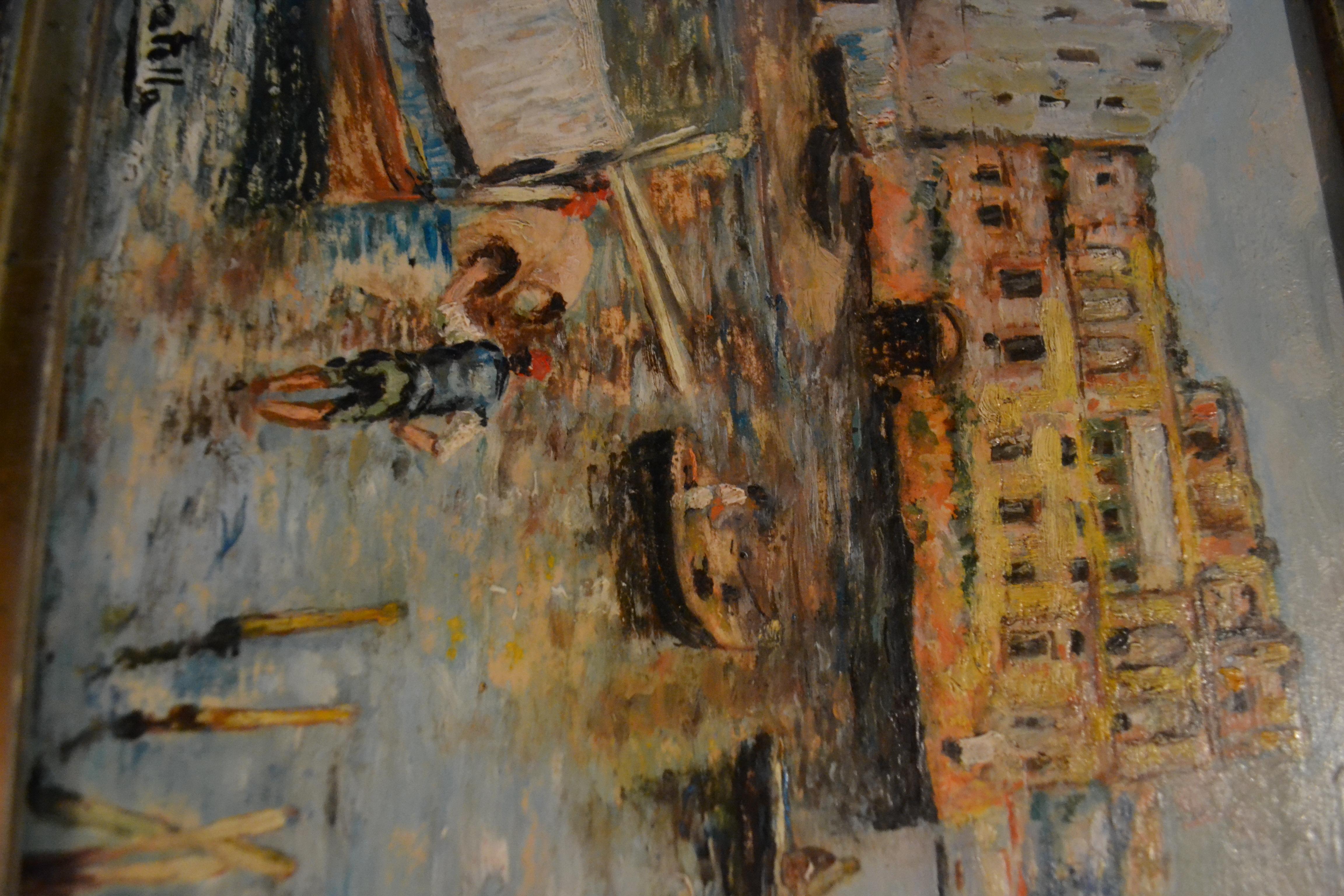 XIXe siècle Fishing au large de Naples par l'artiste paysagiste Attilio Pratella