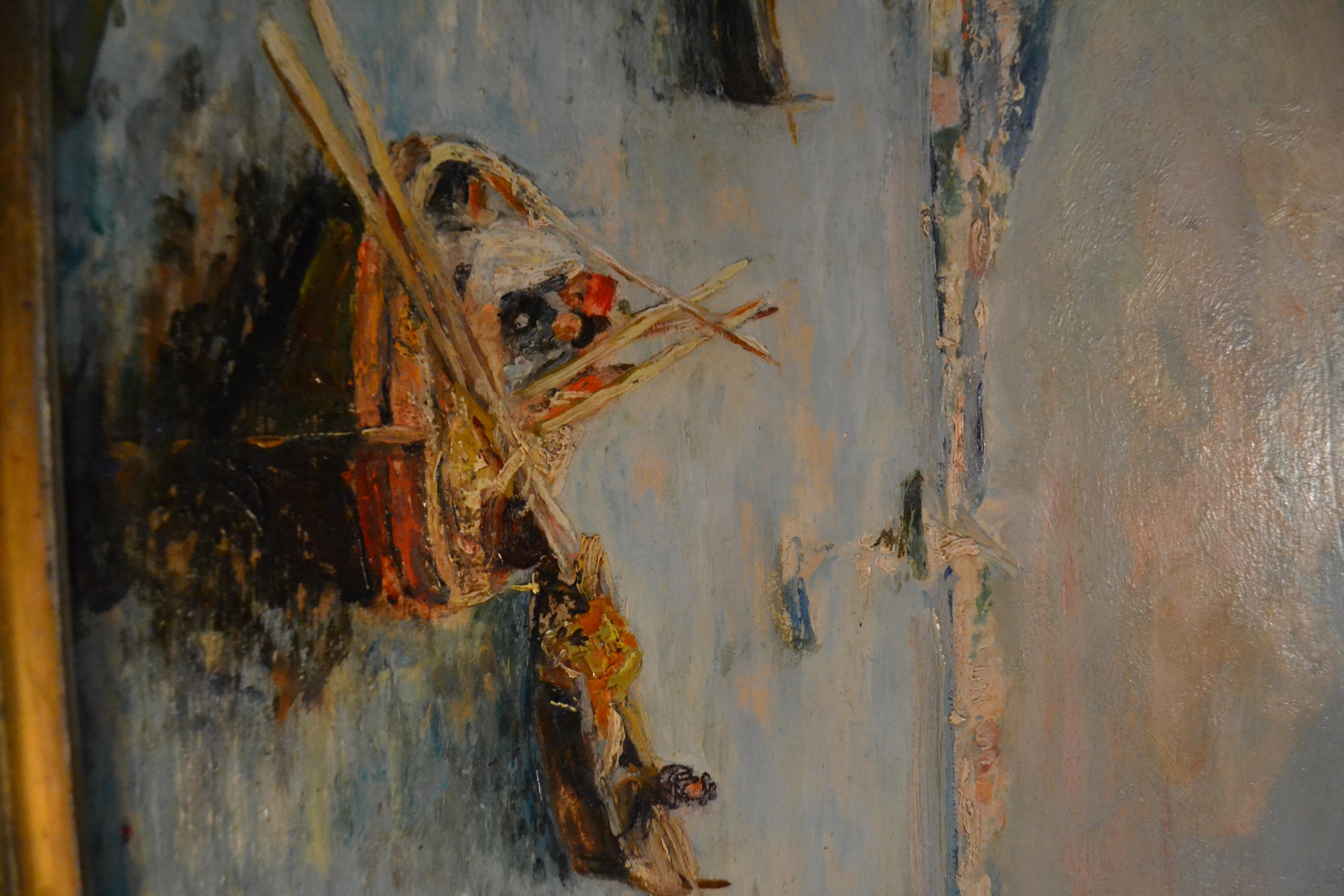 Toile Fishing au large de Naples par l'artiste paysagiste Attilio Pratella