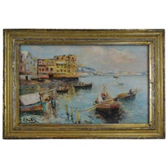 Fishing off the Coast of Naples by Landscape Artist Attilio Pratella
