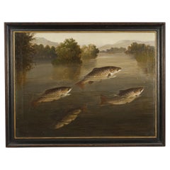 Fishing Oil Painting of Trout, Oil on Canvas by Roland Knight
