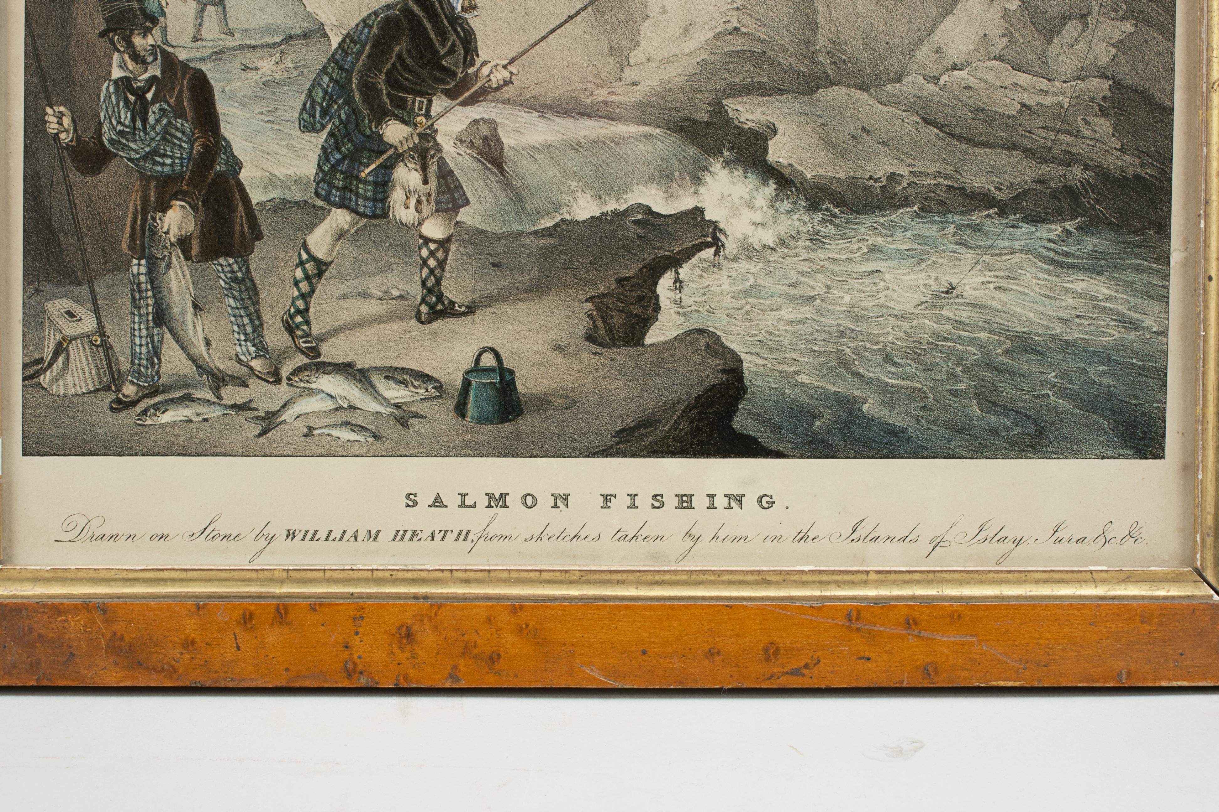 Milieu du XIXe siècle Photographie de pêche, Sport dans les îles écossaises, pêche au saumon, William Heath en vente