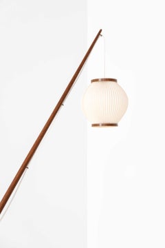 Fishing Pole Floor Lamp in Brass, Steel, Teak by Svend Aage Holm Sørensen, 1950s