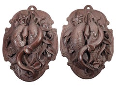 Trofeo de pesca Placas de madera Siglo XIX