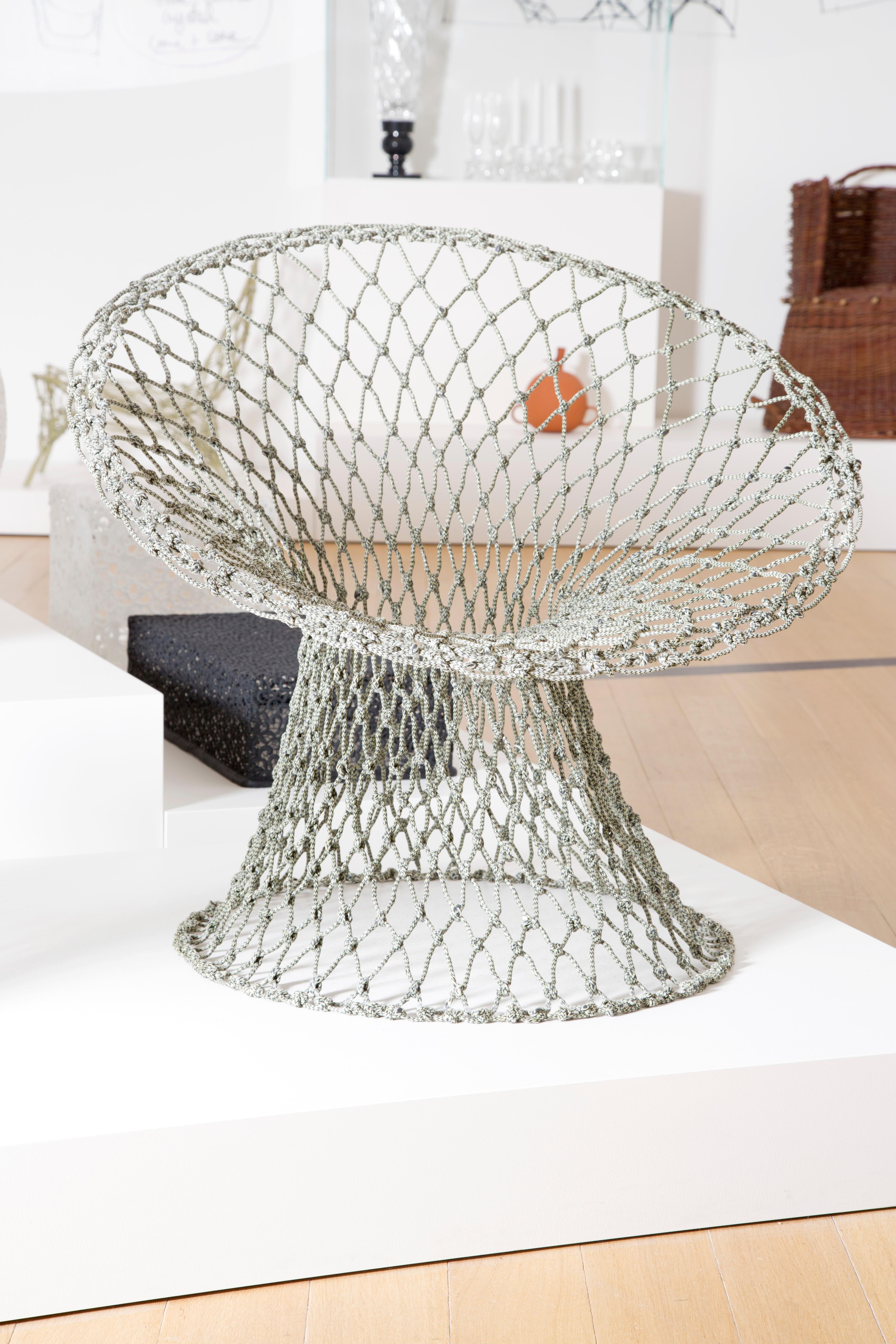 Néerlandais Chaise Fishnet, par Marcel Wanders, chaise nouée à la main, 2001, vert en vente