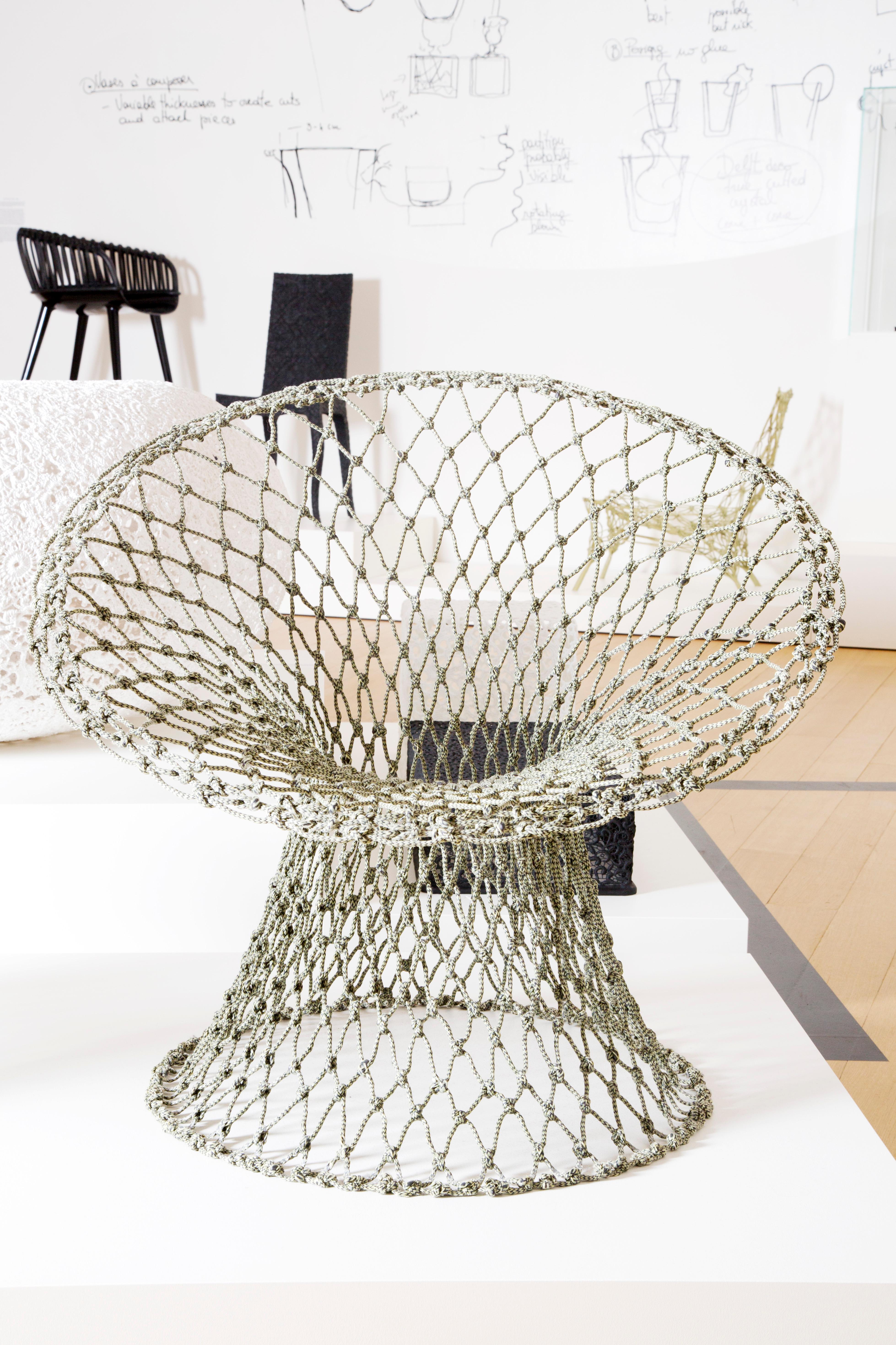 Fishnet Chair, by Marcel Wanders, Hand-Knotted Chair, 2001, Green In New Condition For Sale In Amsterdam, NL