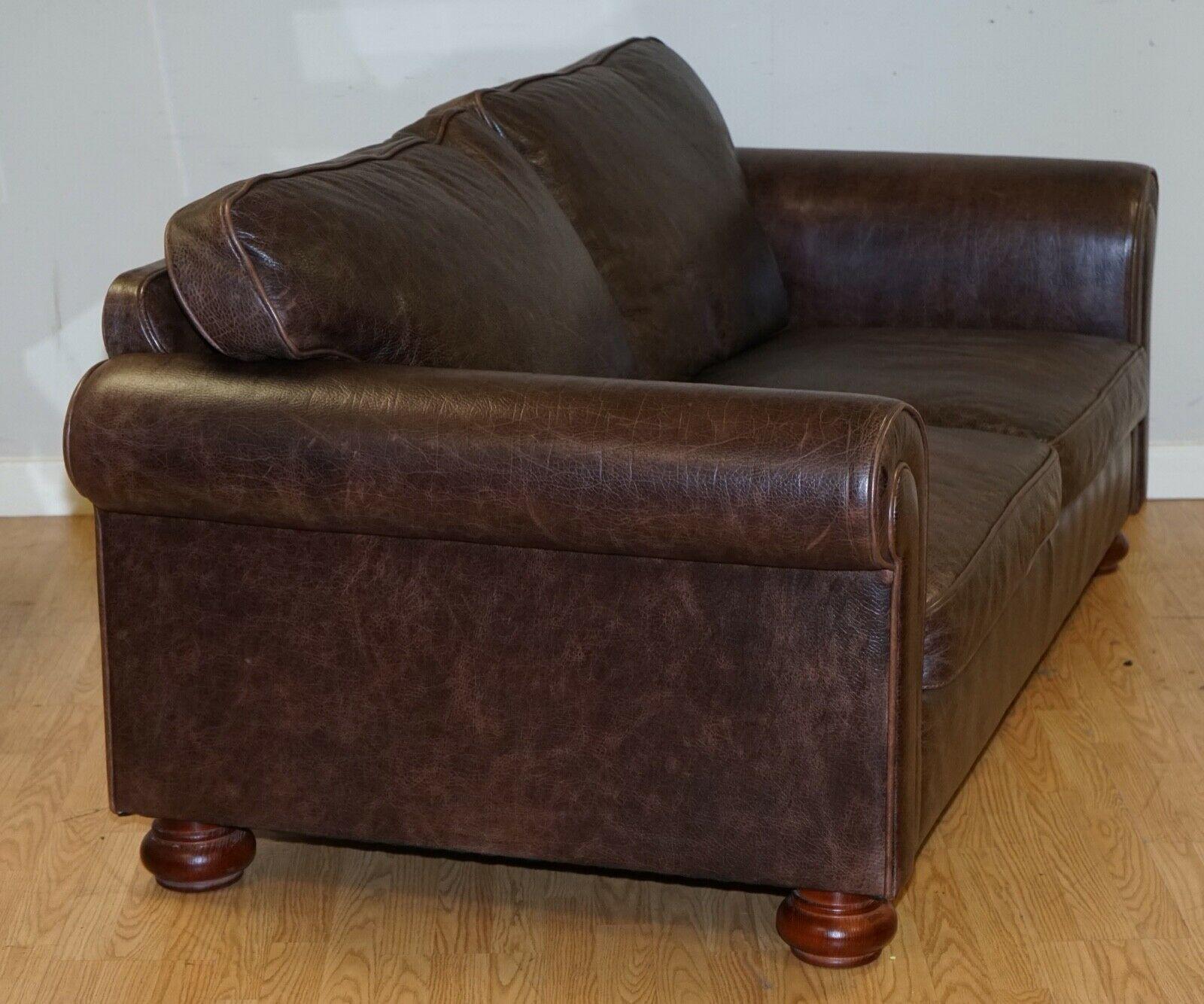 Fishpools Heritage Leather 2 Seater Sofa with Duck Feather Filled Back Cushions 3