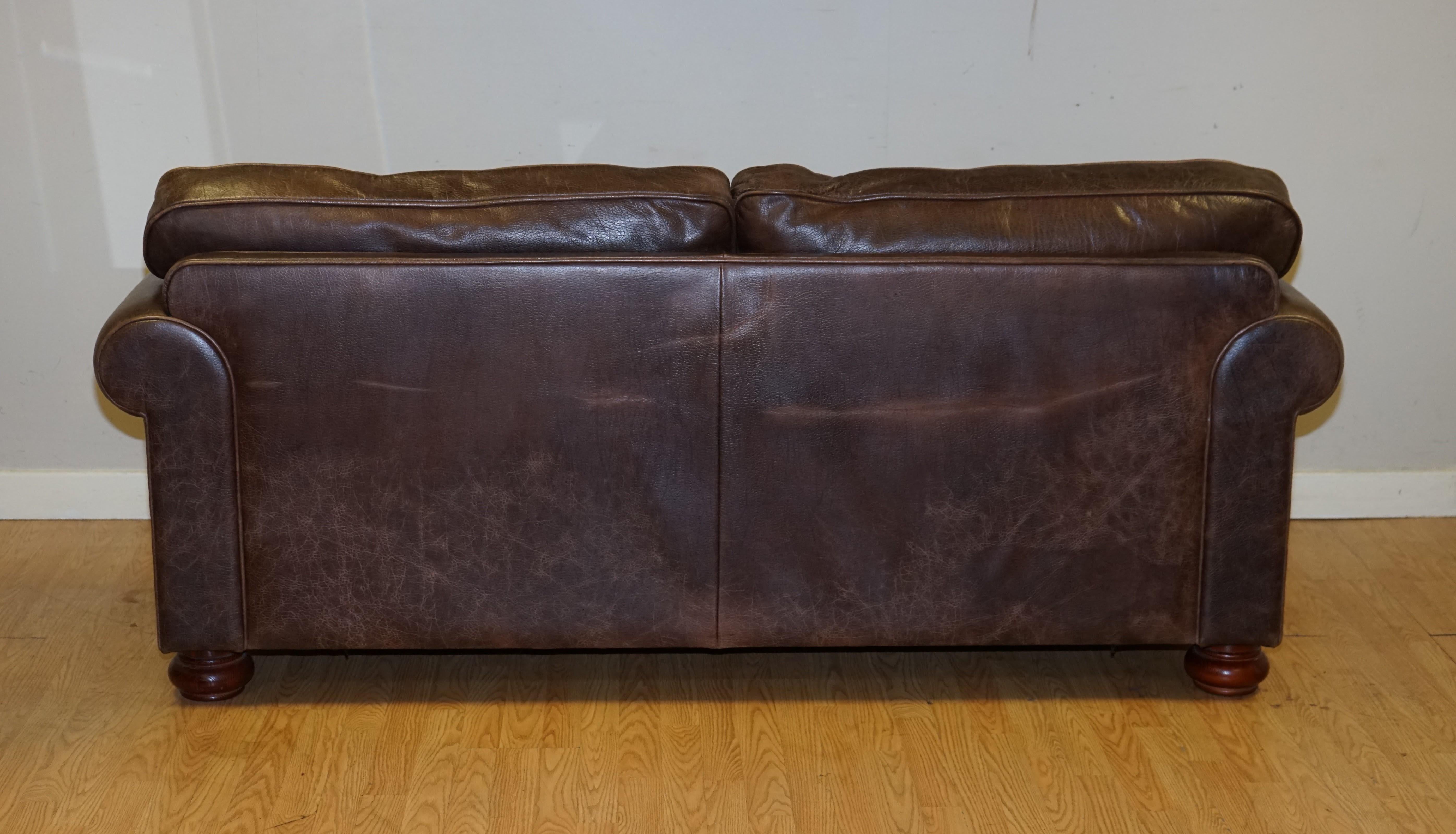 Fishpools Heritage Leather 2 Seater Sofa with Duck Feather Filled Back Cushions 4