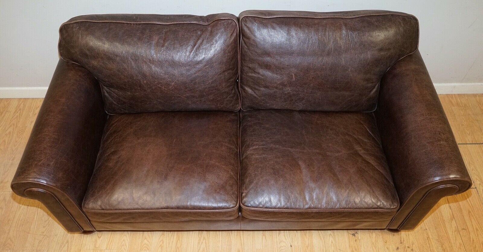20th Century Fishpools Heritage Leather 2 Seater Sofa with Duck Feather Filled Back Cushions