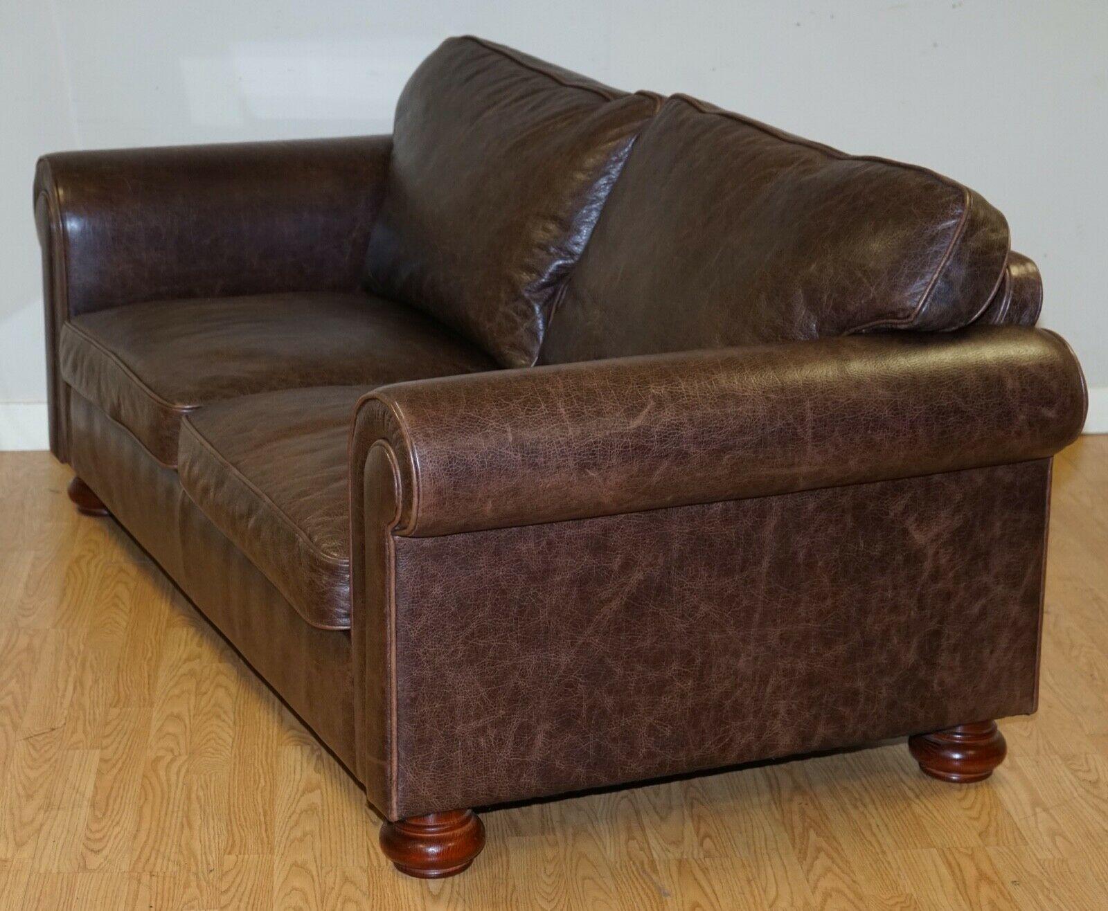 Fishpools Heritage Leather 2 Seater Sofa with Duck Feather Filled Back Cushions 2