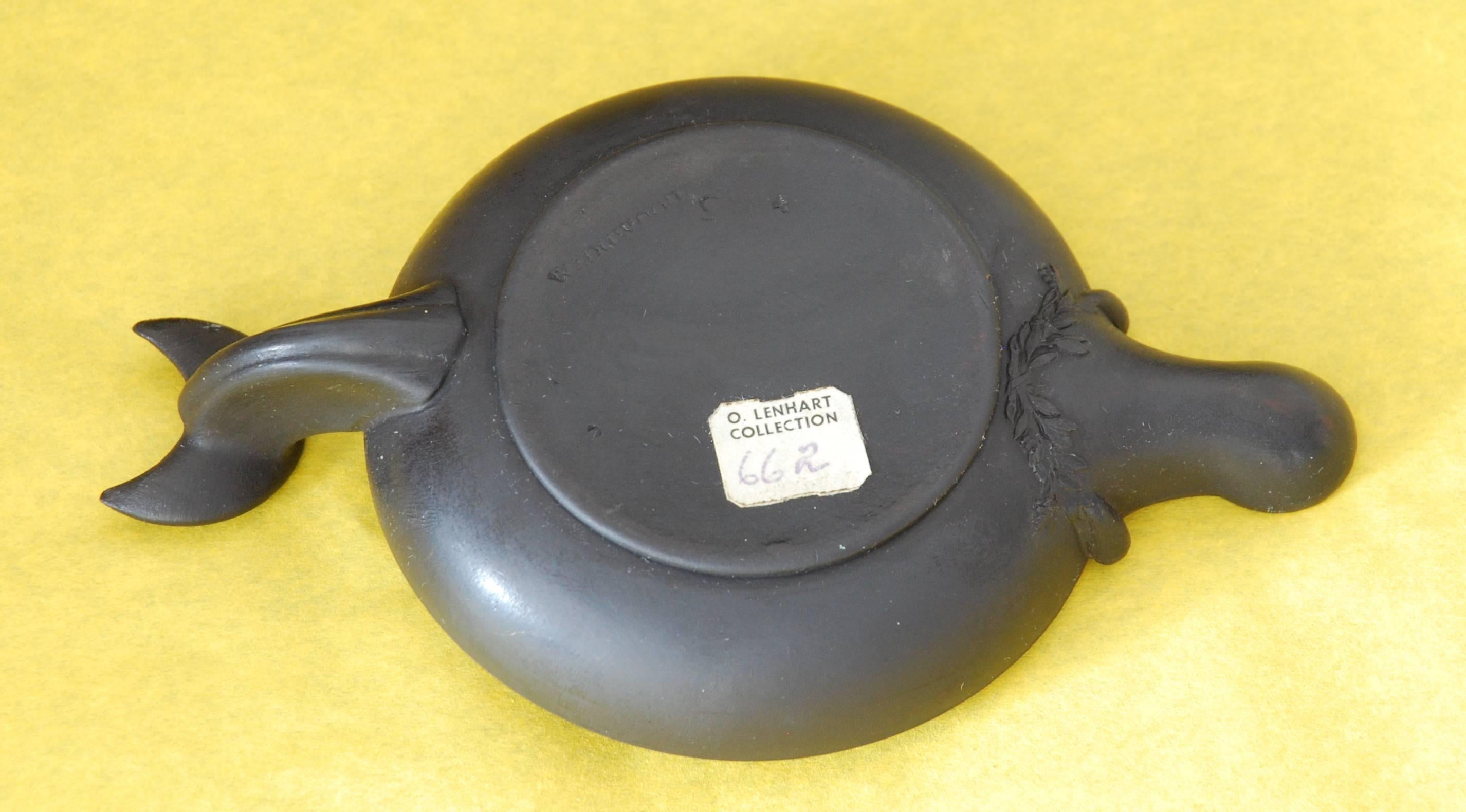 Neoclassical Fishtail Oil Lamp in Black Basalt, Wedgwood, circa 1820