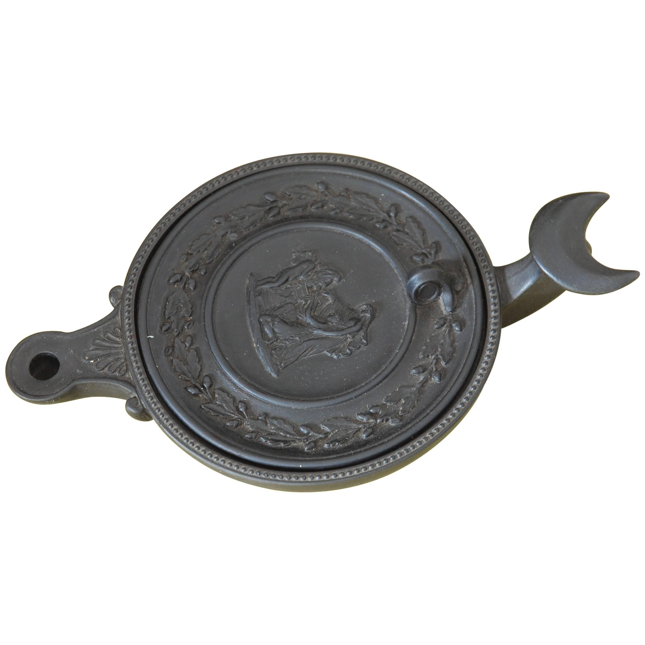 Fishtail Oil Lamp in Black Basalt, Wedgwood, circa 1820