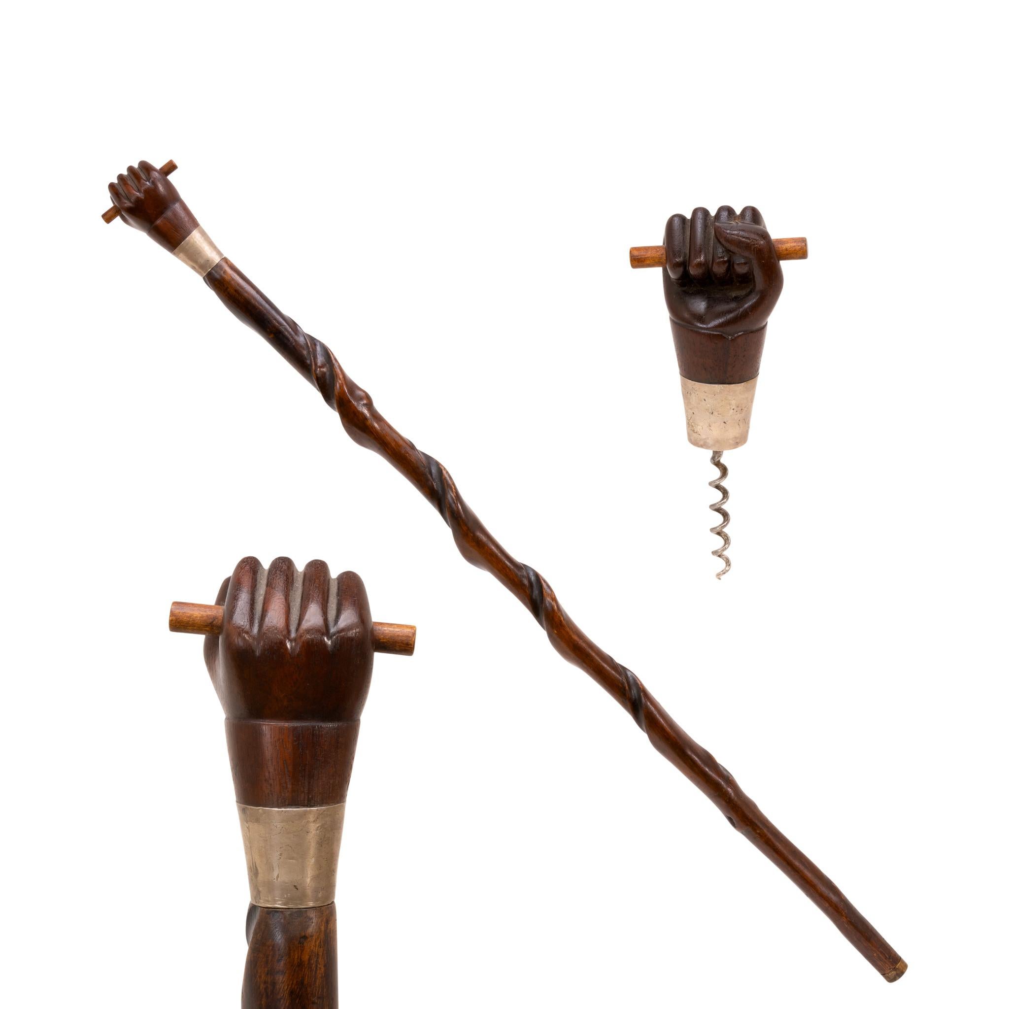 19th Century Fist Corkscrew Sword Cane For Sale