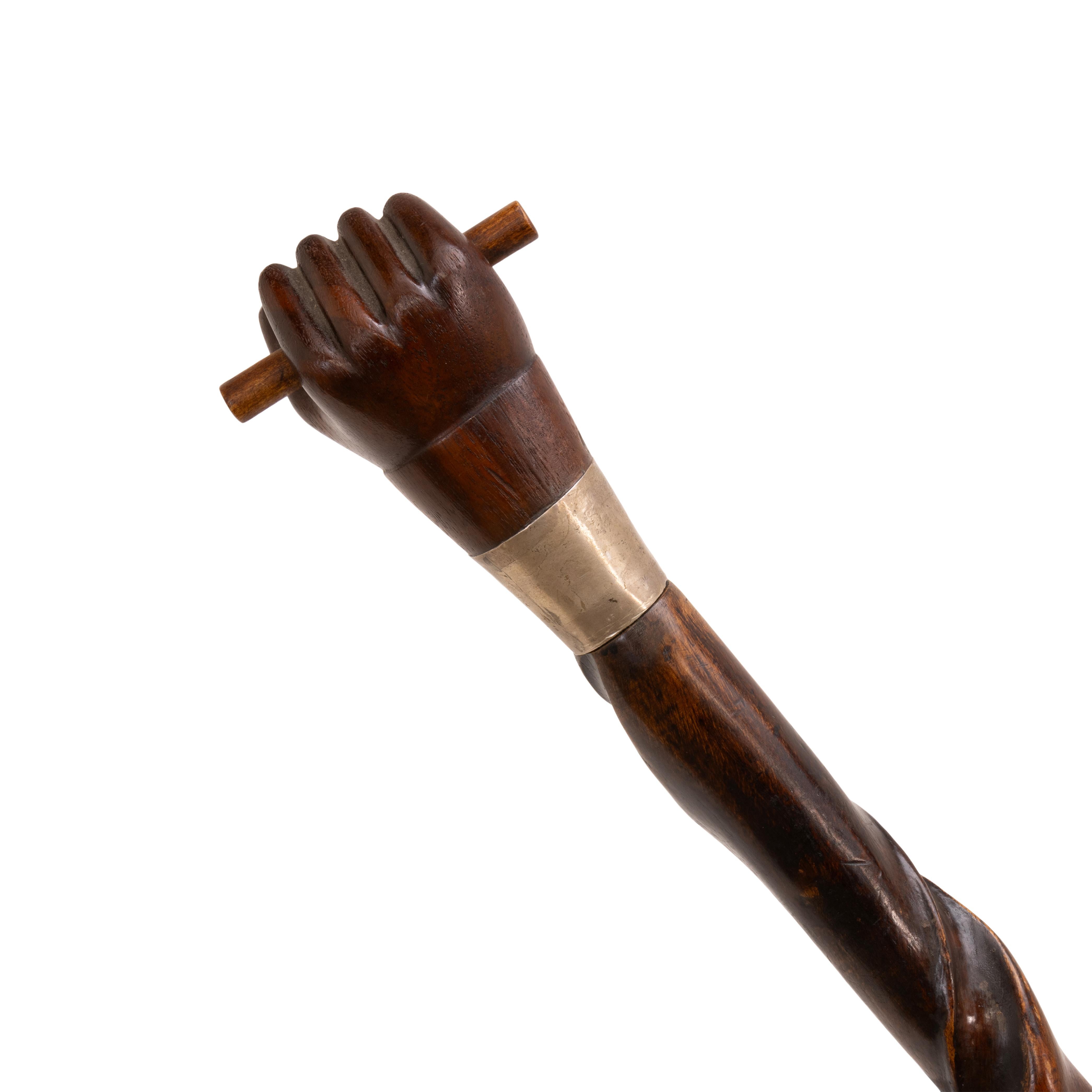 Wood Fist Corkscrew Sword Cane For Sale