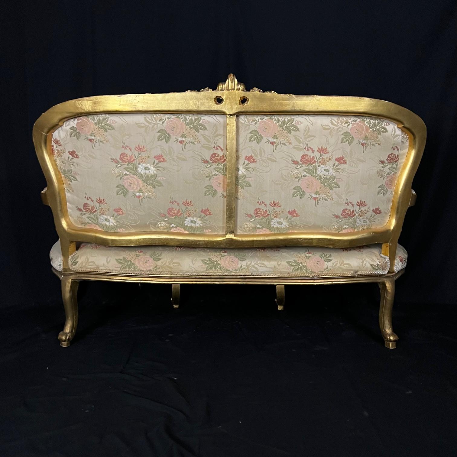 Fit for A Queen French Louis XV Style Gold Gilt Sofa 1