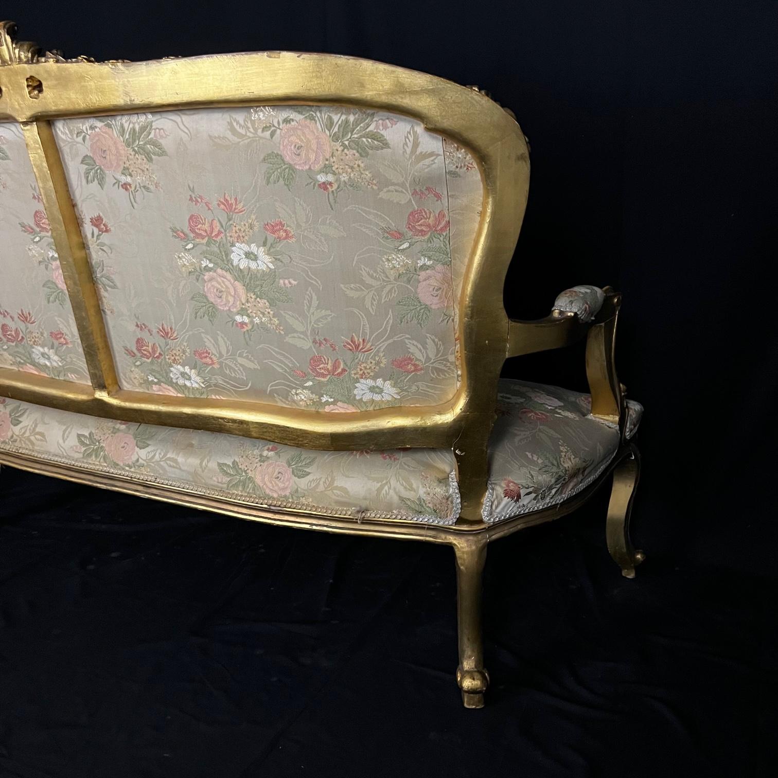 Fit for A Queen French Louis XV Style Gold Gilt Sofa 2