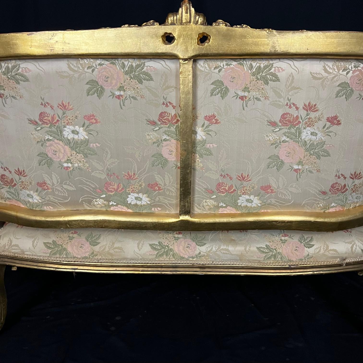 Fit for A Queen French Louis XV Style Gold Gilt Sofa 3